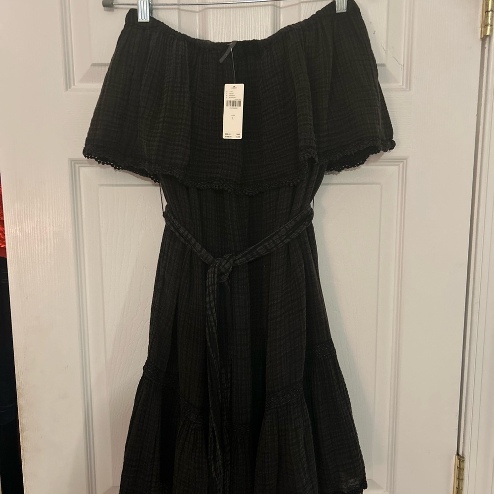 Anthropologie Black Off-Shoulder Cocktail Dress